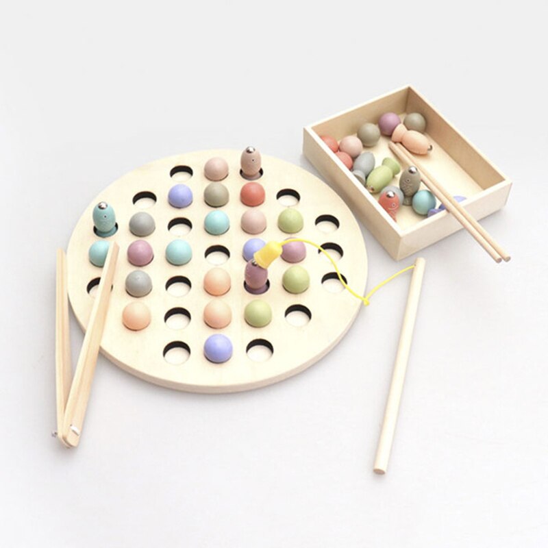 Montessori Puzzel Speelgoed 3D Cognitieve Aardbei Grijpen Vermogen Houten Speelgoed Vroege Educatief Puzzel Vangst Worm Game Baby Speelgoed: Fishing TJ086