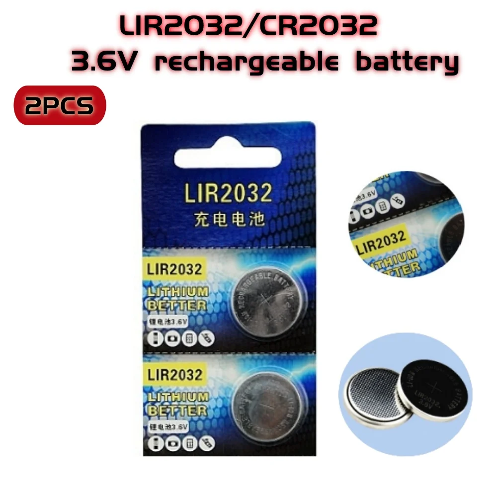 3,6 V wiederaufladbare Knopfbatterien LIR2032 LIR2016 LIR2025 – hohe Kapazität, 500 Zyklen, für verschiedene elektronische Geräte: Gelb