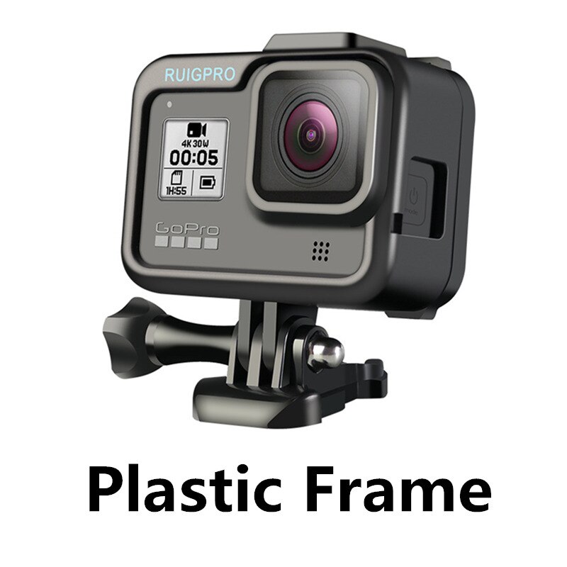 Go Pro 8 60M Waterproof Case Windshield Frame Silicone Case Diving Filter Bag For Gopro Hero 8 Black Action Camera Accessories: Plastic Frame