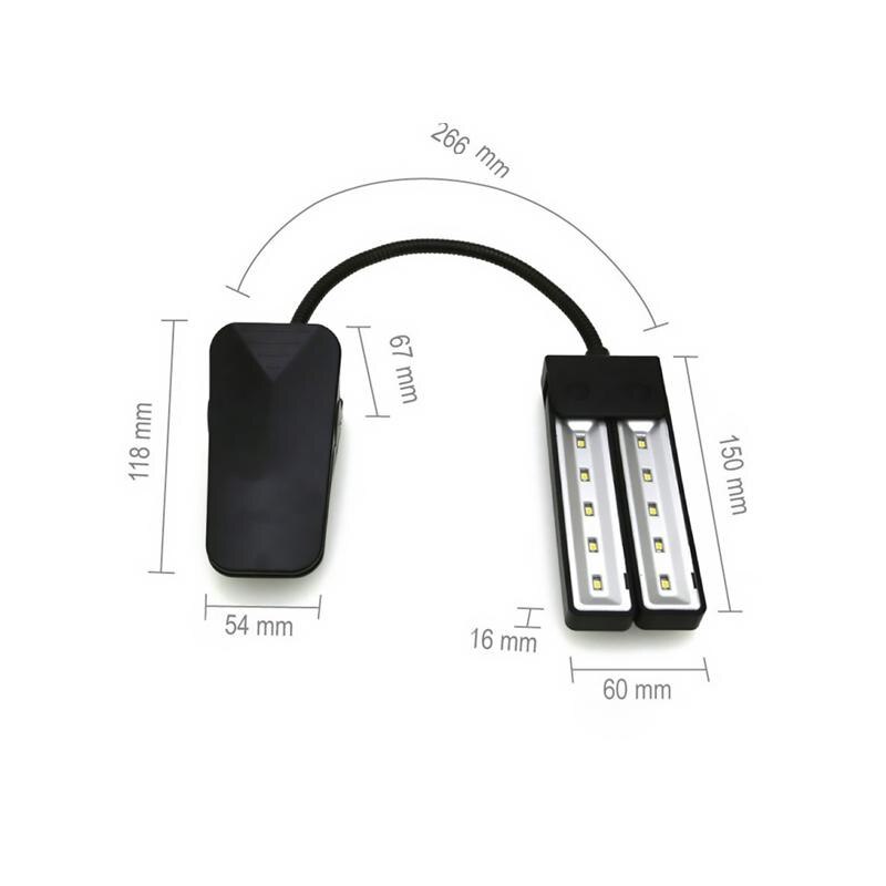 1pc LED Music Stand Light USB Charging Piano Clip Lamp Foldable Night Lamp Rechargeable Foldable Spectrum Clip Lamp