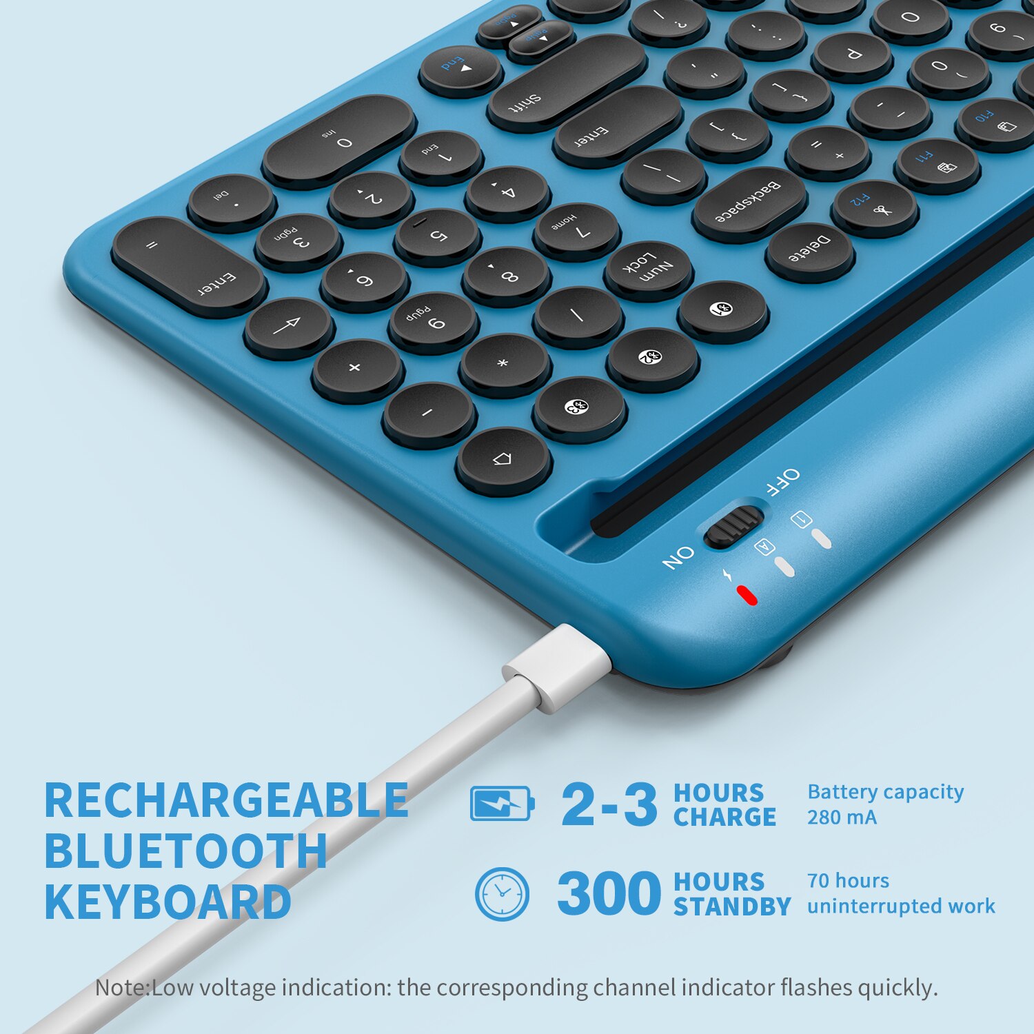 Jelly Comb-teclado inalámbrico recargable con Bluetooth, dispositivo múltiple para iPad Air, Mac OS, teléfono, tableta, PC, Smart TV, Android