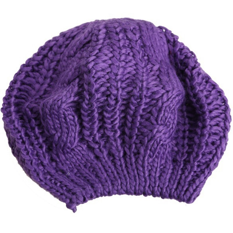 Chic Wol Gebreide Baret Hoeden Herfst Winter Vrouwen Meisjes Mode Accessoires Warme Comfortabele Elastische Eenvoudige Caps: Paars