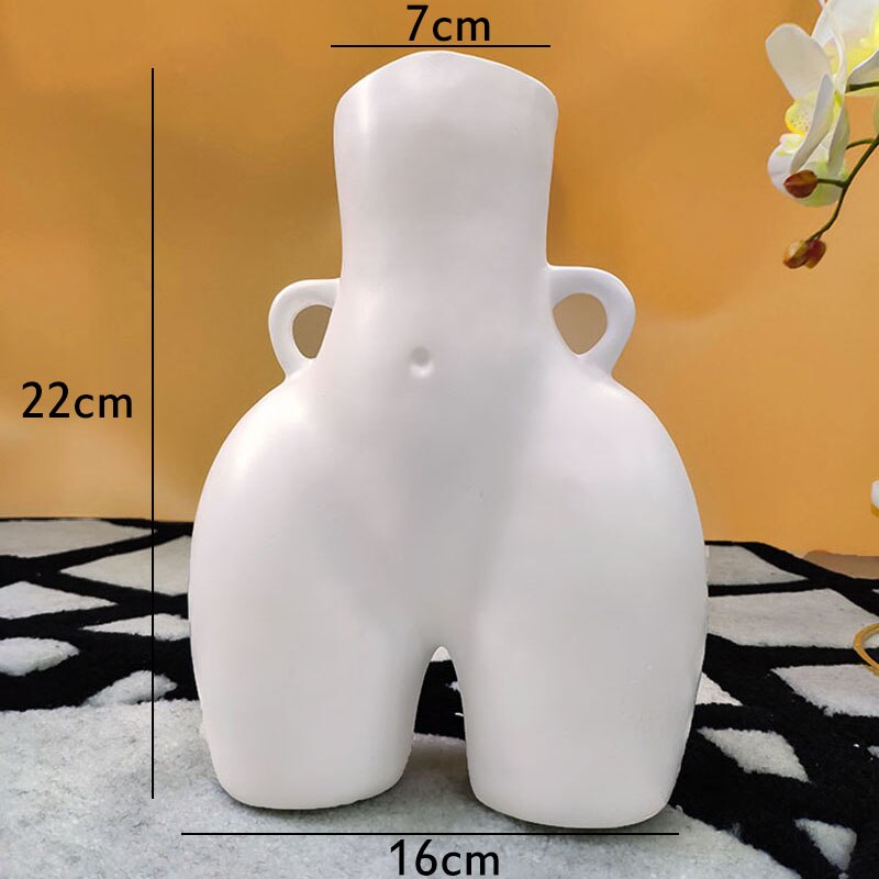 Corps Art buste Statue Vase de table bout à bout fleur Pot fleur Arrangement ornements résine Vases décoration de la maison accessoires moderne: white