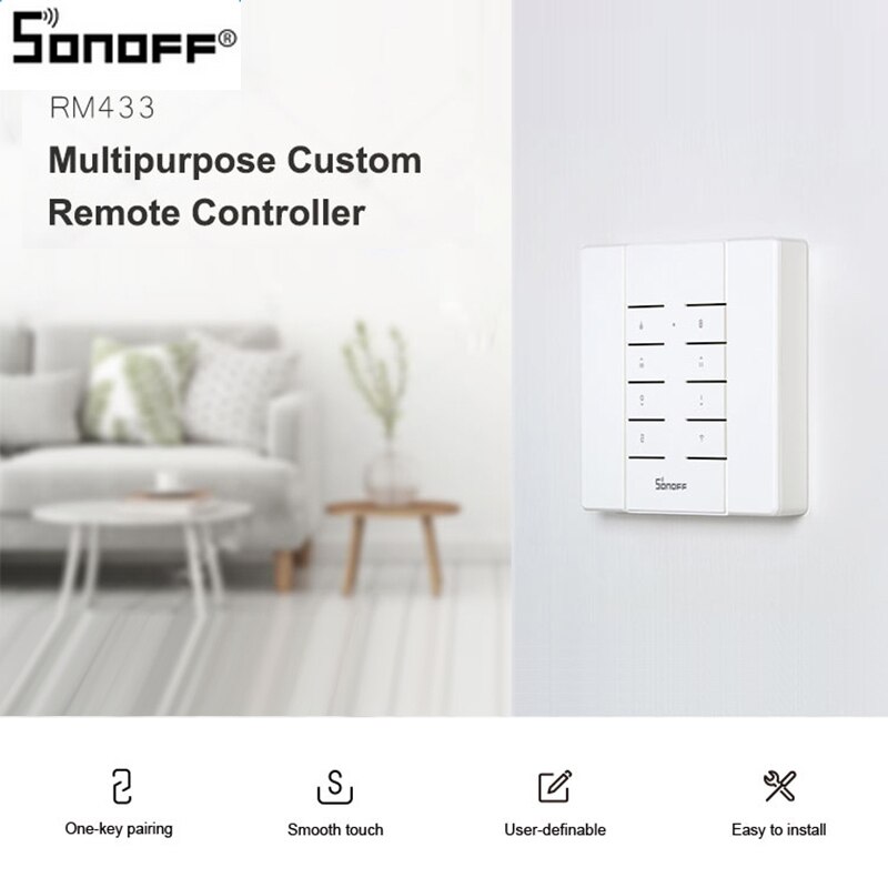 SONOFF RM433 8 Tasti del Telecomando versione Aggiornata per SONOFF Basicrf/Slampher/iFan03/4CHProR2/TX series /433 RF Ponte