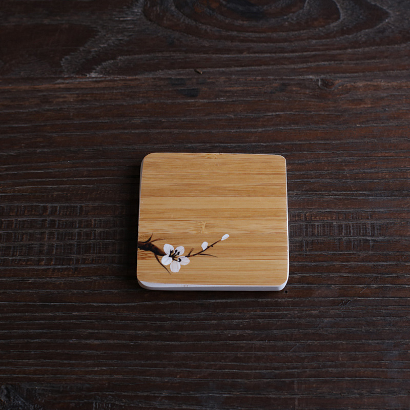Hand painted dry brewed bamboo tea tray simple small tea tray tea table tea set accessories office and household tea tray: Orange