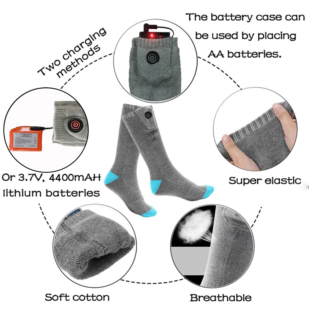 Elektrische Verwarmde Sokken Met Oplaadbare Batterij Voor Chronisch Koude Voeten Grote Size Usb Opladen Verwarming Sokken