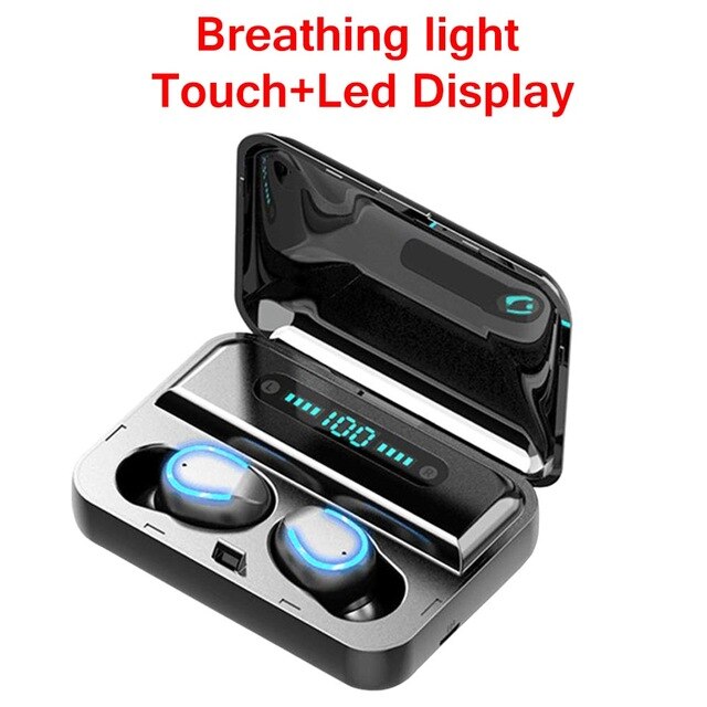 Bluetooth Earphones Mini LED Display Headphones Stero Sound 2000mah Power Bank Wireless Headsets Sport with Microphone: Default Title