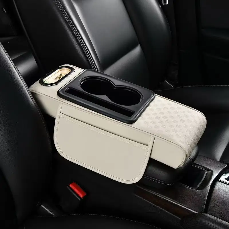 1pc PU Leder Auto Mittelarmlehne Kasten Kissen mit Doppel Lagerung Taschen, Universal- Höer Pad Auto Innen Zubehör: Blau