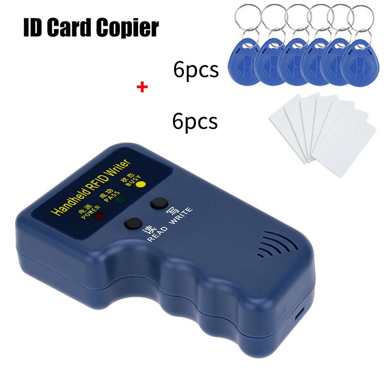 Lecteur/écrivain de duplicateur de copieur de carte d'identité de 125Khz RFID tenu dans la main + 6 étiquettes principales inscriptibles + 6 cartes distance de lecture de 6cm