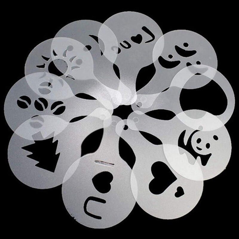 32Pcs/Set Coffee Stencils Drawing Die Tools Fancy Coffee Printing Model Plastic Spray Template Mold for Coffeeware