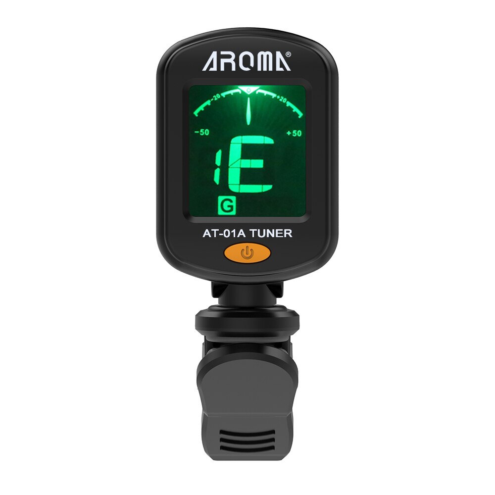 Aroma AT-01A Gitaar Tuner Draaibare Clip-On Tuner Mini Lcd Display Voor Chromatische Gitaar Bas Ukulele Viool