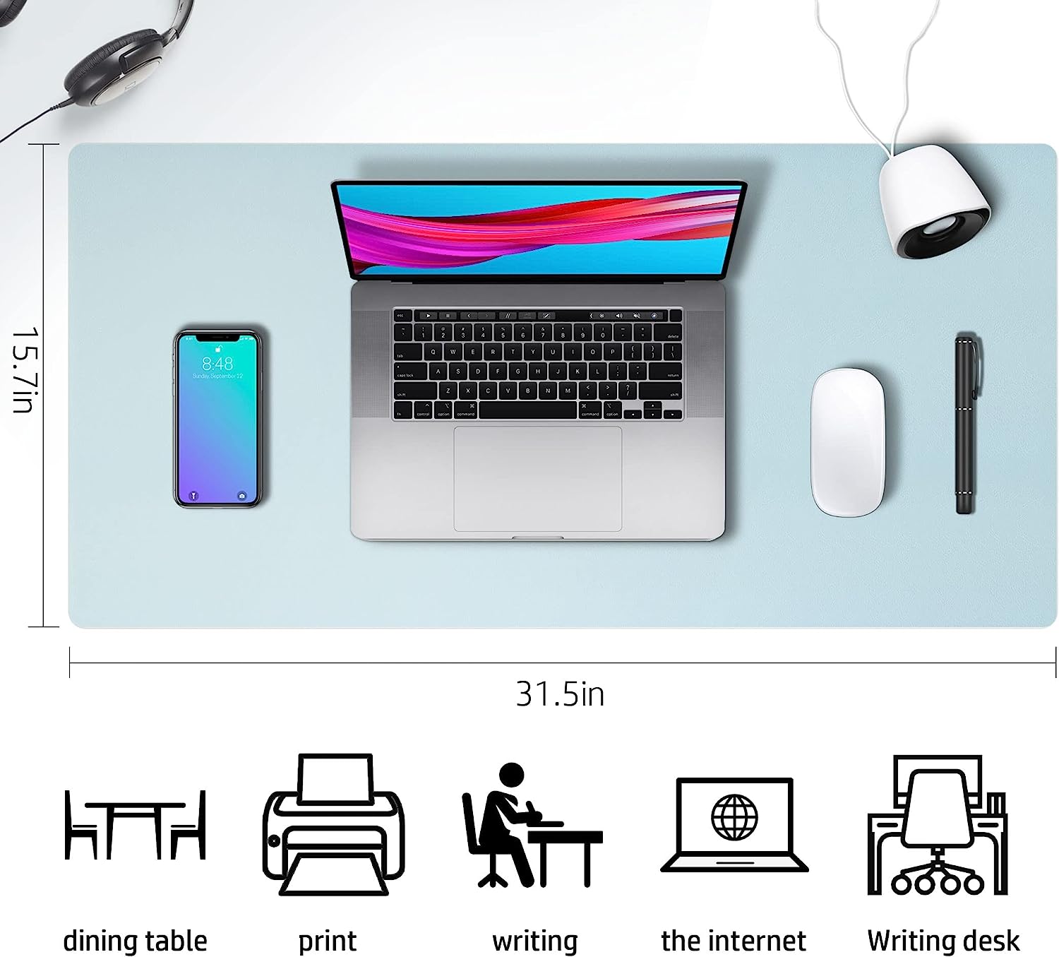 Desk Mat Waterproof PVC Mouse Pad Leather Desk Protective Cover Pink Large Computer Girls Laptop Non-slip Gaming Keyboard Mats: XS / Coffee