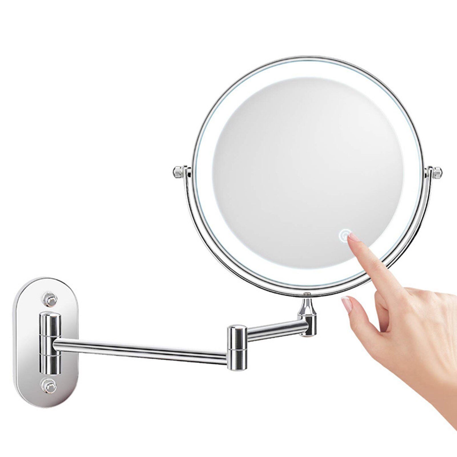 Espejo LED plegable para tocador de baño, espejo cosmético con luz Led Flexible, 10 aumentos, montado en la pared, 8 pulgadas