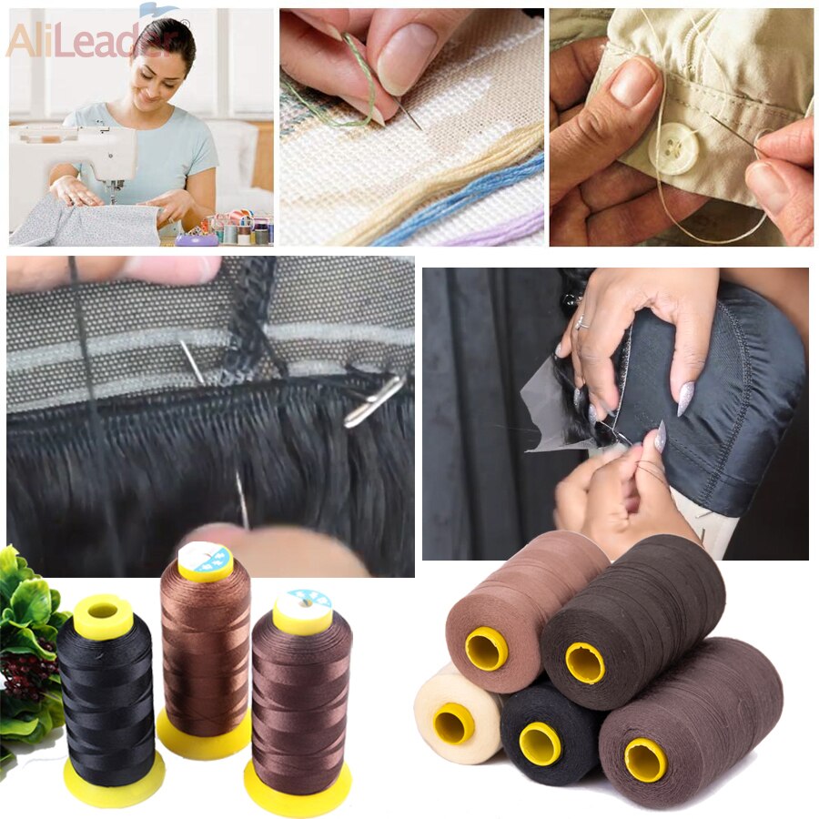 Máquina de coser para cabello, herramientas para pelucas, hilo para tejer de algodón y nailon, accesorios para pelucas, gorras, herramientas de extensión de cabello