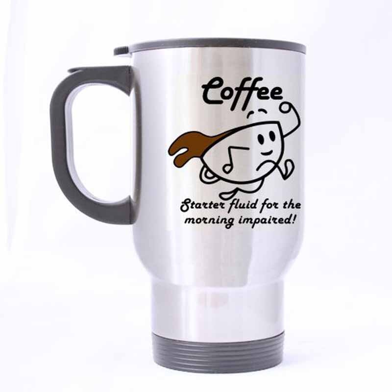 Nice coffee starter fluid for the morning impaired Mug - 100% Stainless Steel Material Travel Mugs - 14oz sizes: Default Title