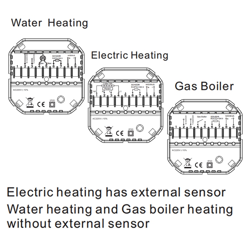 WiFi smart thermostat LCD display touch screen used for electric floor heating water/gas boiler temperature remote control