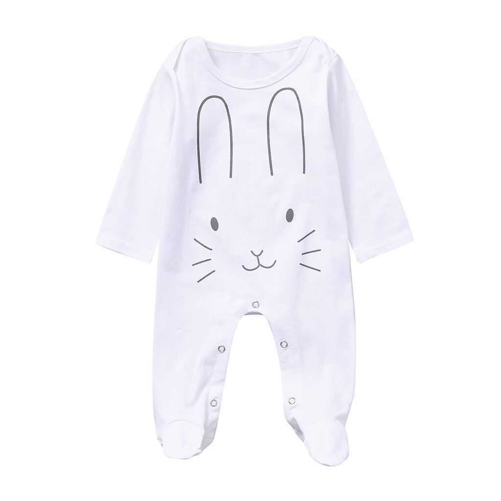 Pasgeboren Baby Rompertjes Leuke Baby Meisjes Jongens Lange Mouwen Rabbite Cartoon Leuke Romper Katoenen Baby Jumpsuit Cartoon Kostuum: White / 6m