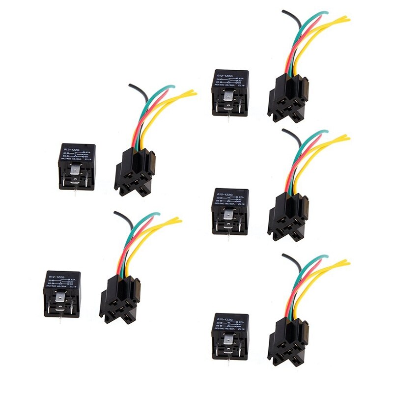 5 Repeater Relay 5 Pin12V 30/40A + 5 Cable socket for Car Automotive