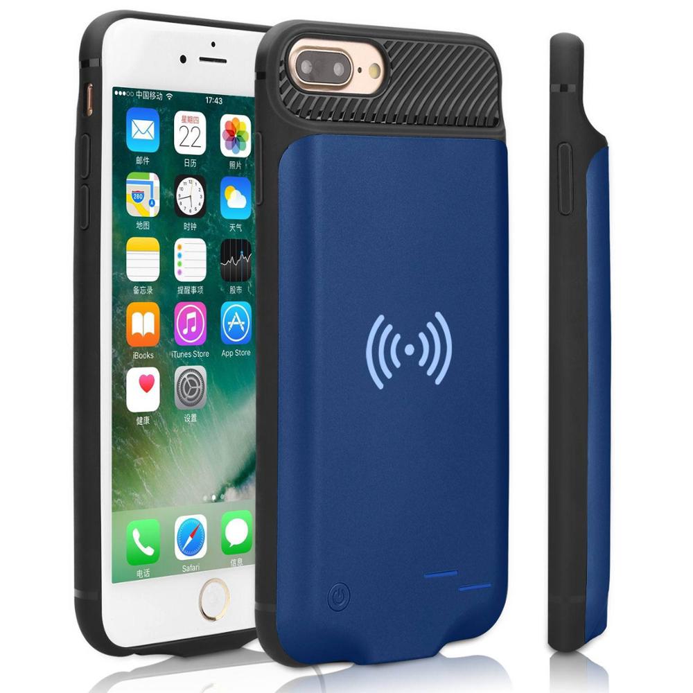 3800 Mah Draadloze Opladen Voor Iphone 6 6S 7 8 Batterij Case Charger Case Smart Phone Cover Power Bank voor Iphone 6 Batterij Case: Blue