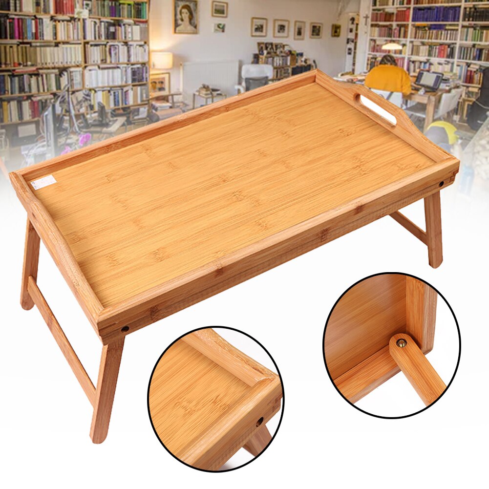 Breakfast Lap Tray Foldable Bed Table Laptop Desk Multipurpose Serving Home Reading Wood Portable Kids Solid Drawing