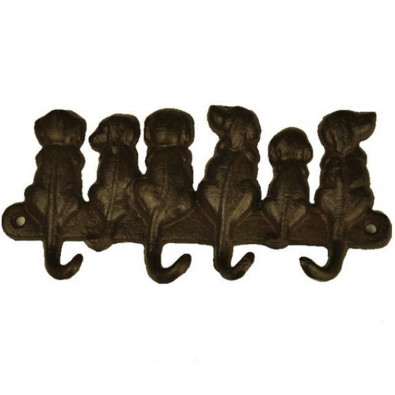 Cast Iron Dog Door Key Hook Pastoral European Retro Wall Hanging Coat Classical Room Decor: Default Title