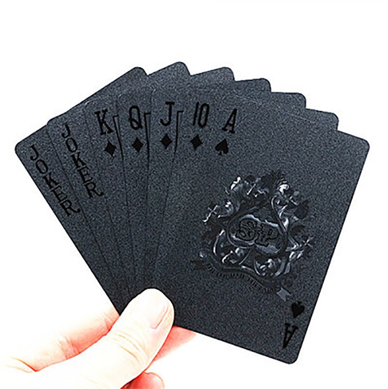 Gylden poker vandtæt sort plastik spillekort samling sorte diamant poker kort standard spillekort