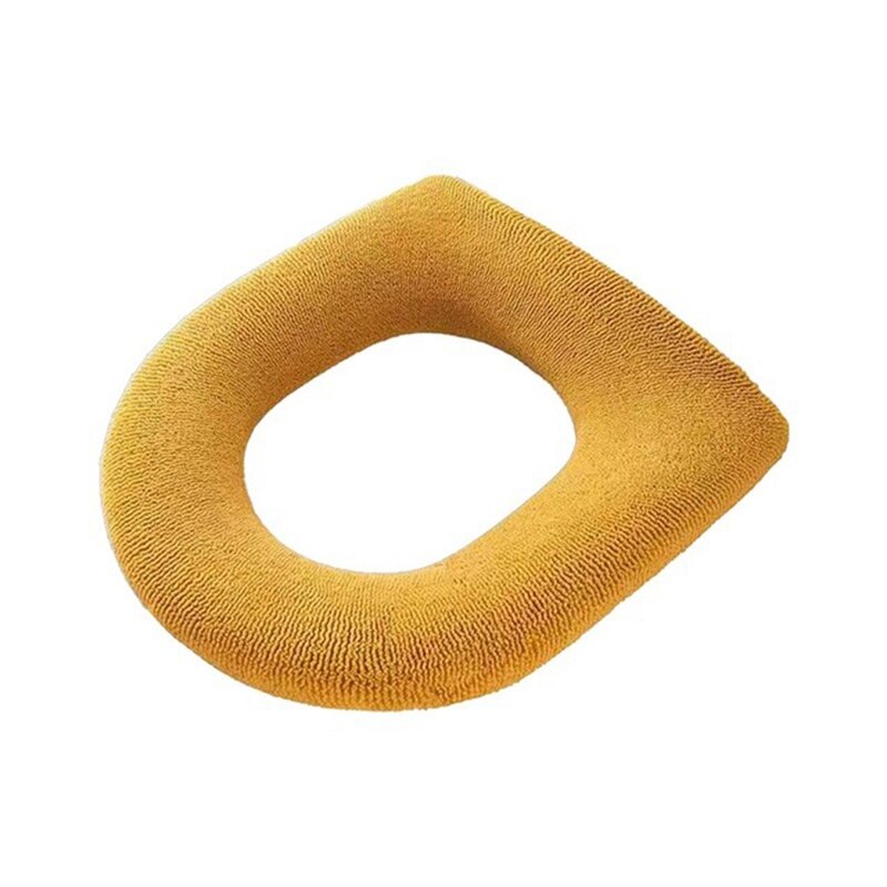 Housse de siège de toilette chaude d&#39;hiver, tapis de fermeture épais, coussin doux tricoté, housse de Bidet lavable en forme de O, accessoires de toilette: Yellow