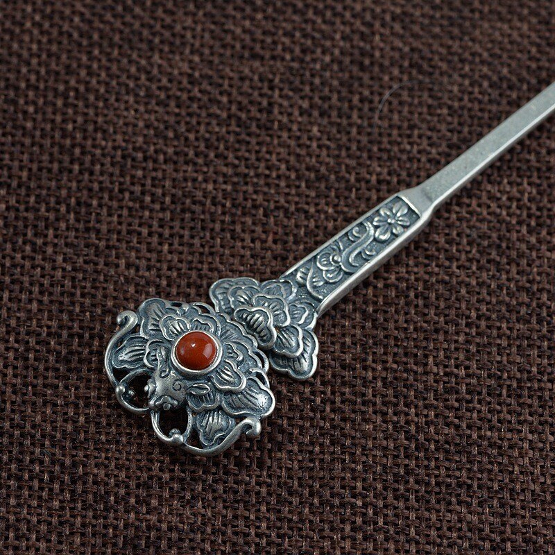 Bocai  s925 haarnadeln aus sterlingsilber mit anhänger, reichhaltige blumen, südlicher rutil-kopfschmuck, reines silber, damen-edelstein-haarnadelschmuck