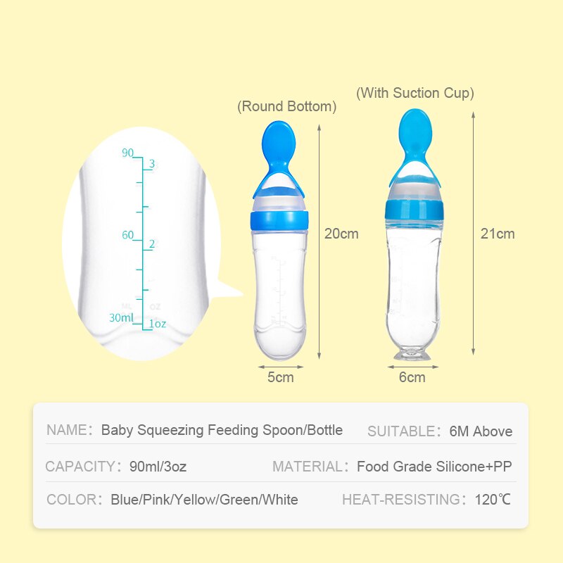 Beeshum 90ml Baby Squeezing Feeding Spoon Safety Silicone Training Baby Bottle Spoon Infant Cereal Food feed Spoon baby gadgets