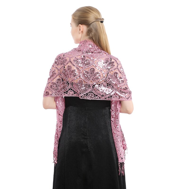 Paljetter sjalar och omslag för aftonklänningar broderi kvinnor halsduk bröllop cap brudtärna brud klänning sjal: 4