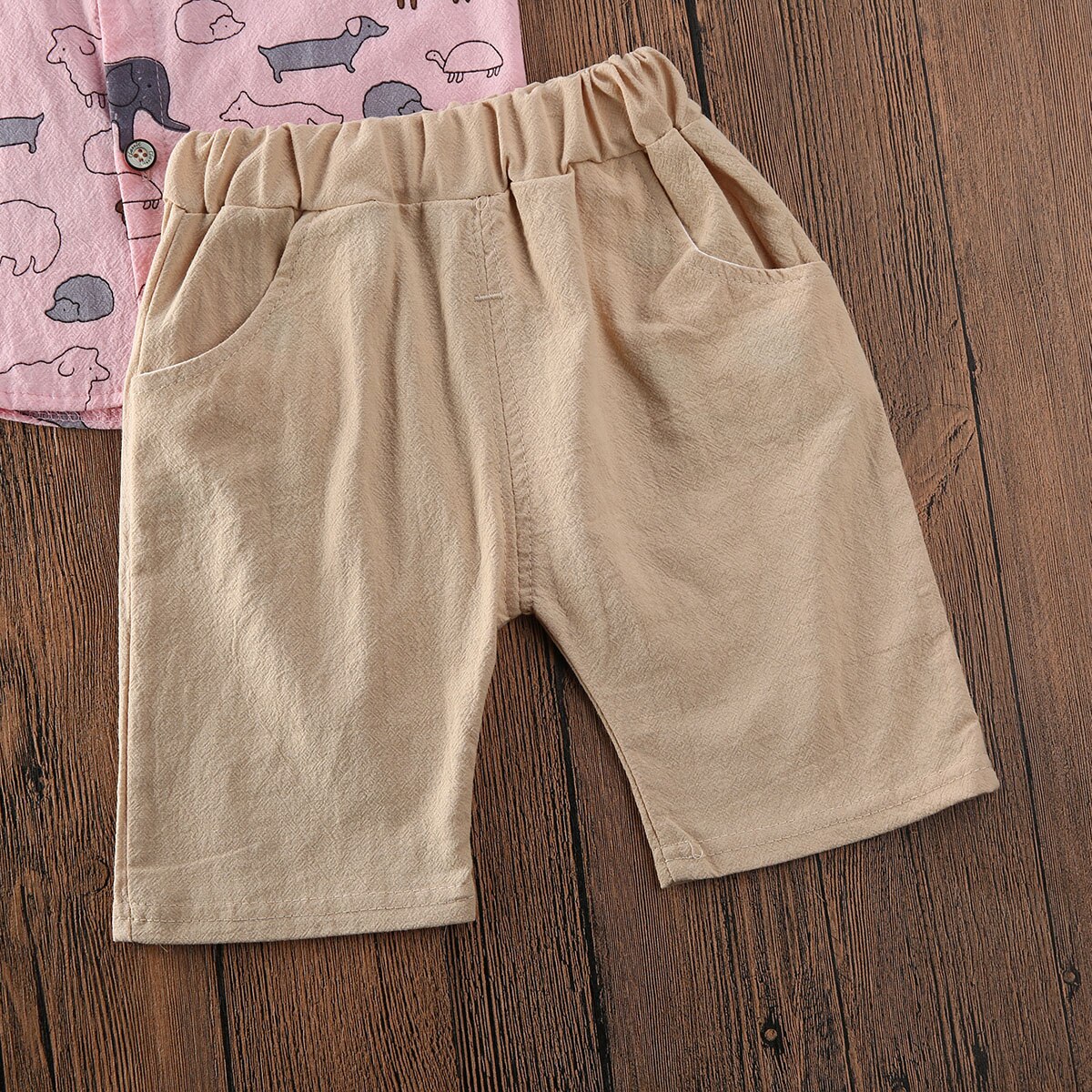 Spædbarn baby dreng barn sommertøj elefant gentleman skjorte t-shirt + bukser 2 stk outfits sæt