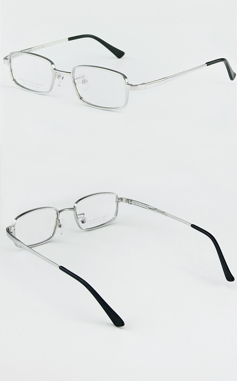 Lunettes de lunettes en titane pur, petite monture optique adaptée à haute dioptrie, lunettes de Prescription, haute puissance: Silver