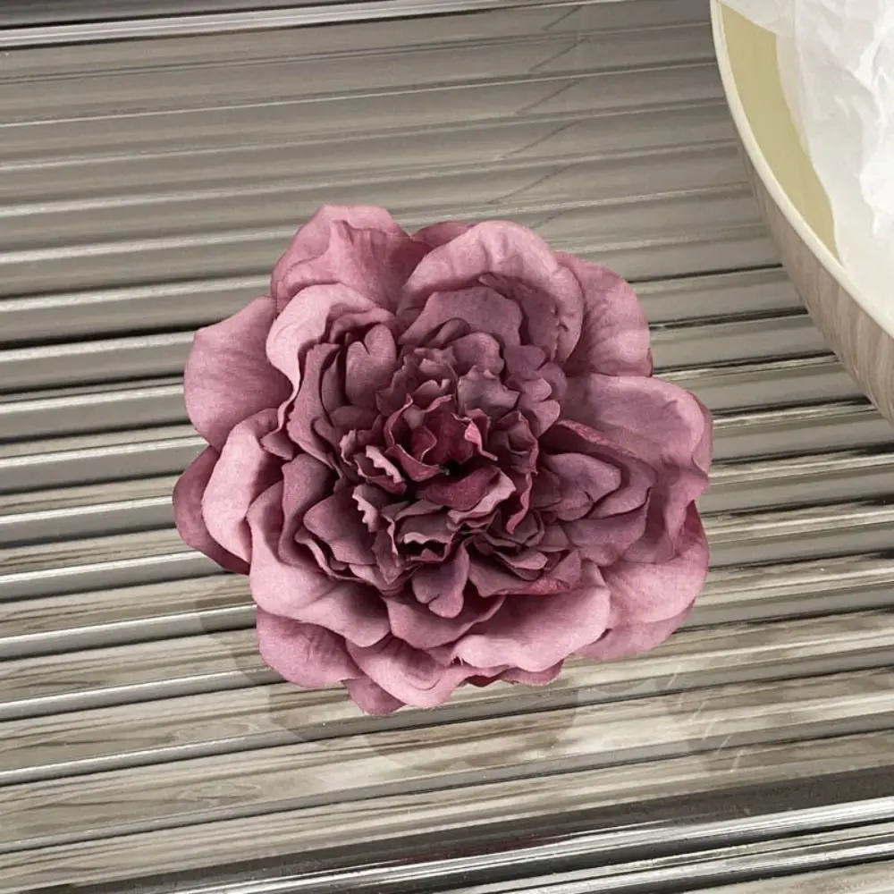 Söt blomma pion blomma hårspänne stora hårspännen håraccessoarer konstgjorda blommor hårnålar bohemiska sidohårspännen bröllop: Gul