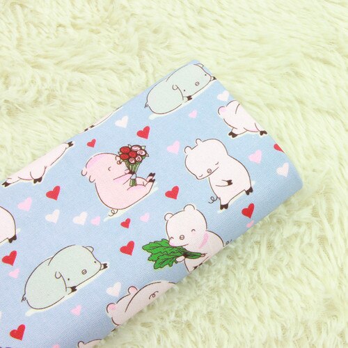 110x45cm Thick 100% Cotton Fabric Heart Pig Print Cloth Sewing Dress Quilting Fabrics Patchwork Needlework DIY Handmade Material: Cotton Fabric 3