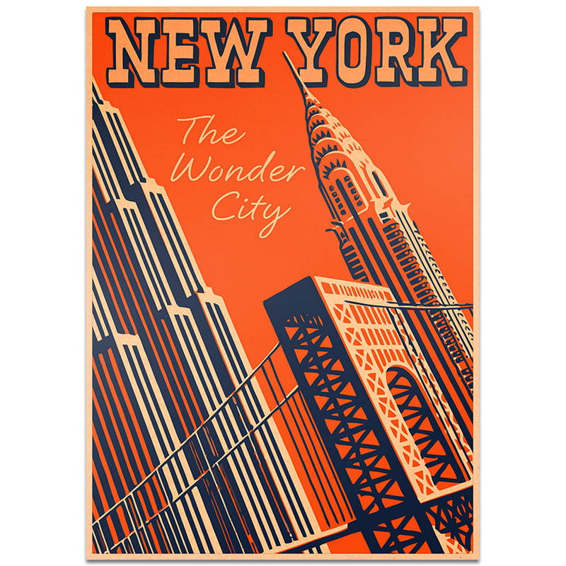 york landemerker plakat bytur veggklistremerke årgang kraftpapir kafé bar hotellinnredning håndmalt landskapsbilde 42 x 30cm: Tcity 257