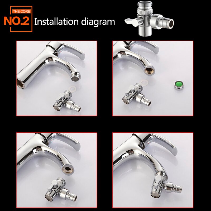 Förkromad koppar handfat kran luftare  f22 m24 g1/2 " avledningsadapter för toalett bidé spruta dusch tvättmaskin nippel
