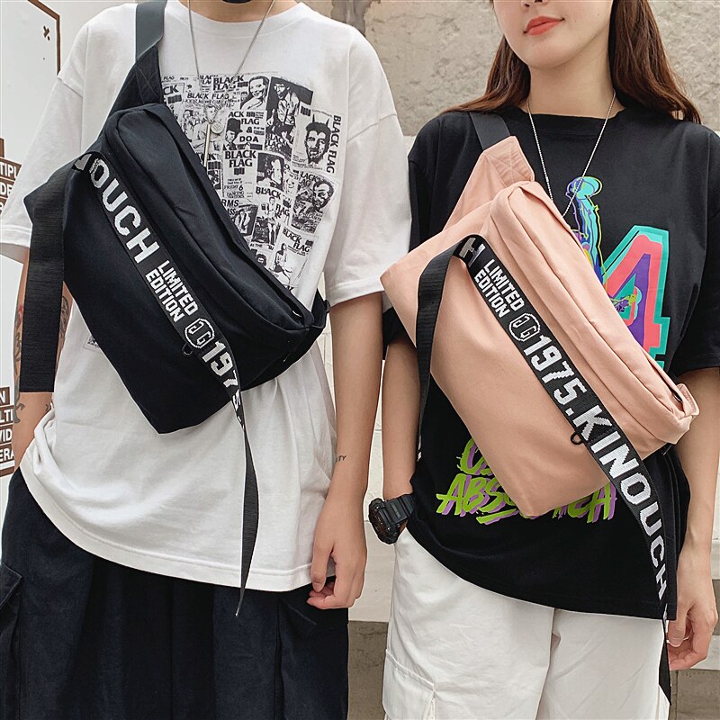 Marca original casal saco de peito moda grande capacidade saco do mensageiro rua personalidade hip hop bolsa de ombro meninas saco casual