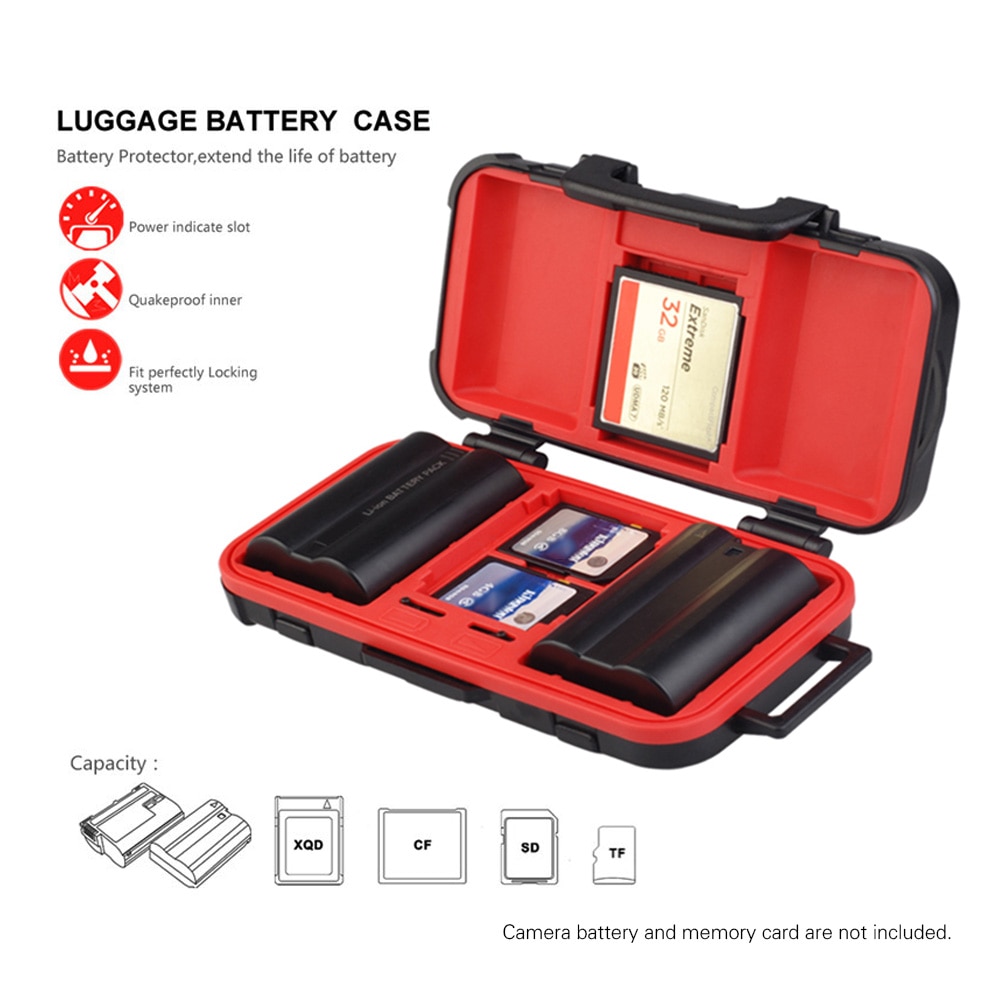 LENSGO D850 Waterdichte Memory Card Case Batterij Opbergdoos voor 2 Camera Batterijen 4 Sd-kaarten 8 TF Kaarten 2 CF/XQD Kaarten