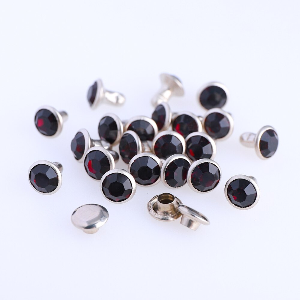 Juego de tachuelas de diamantes de imitación para manualidades, juego de tachuelas de Cristal AB de 6/8mm para manualidades, bolsa de ropa, broca de cuero, 100