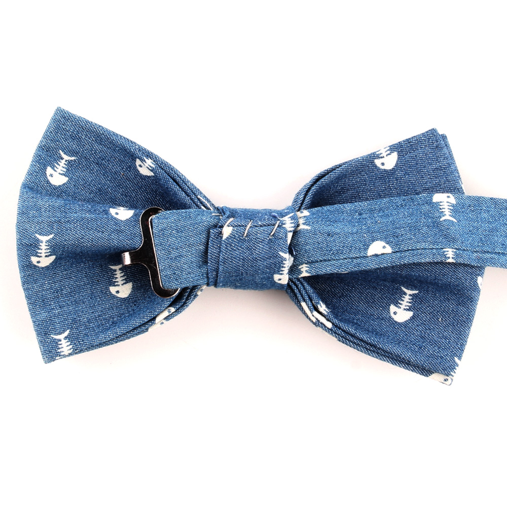 Jeans Bow tie For Groom Denim Bow tie For Men Women Bow knot Adult Wedding Bow Ties Cravats Blue Groomsmen Floral Bowtie
