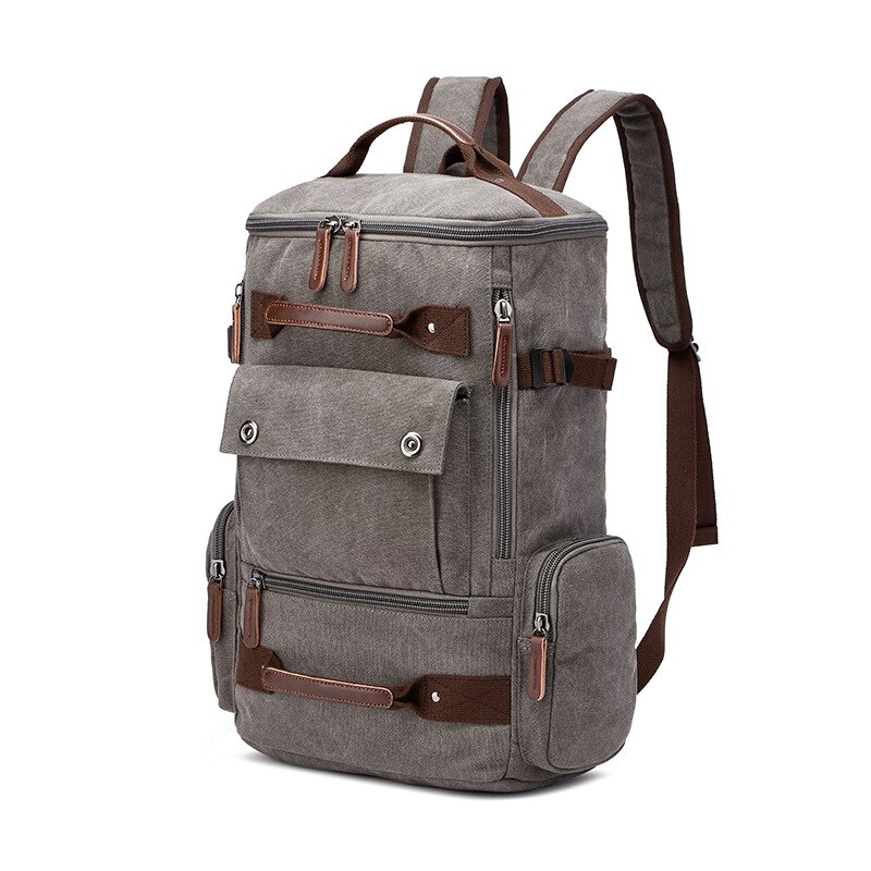 Mænds rygsæk vintage lærred rygsæk skoletaske mænds rejsetasker stor kapacitet rygsæk laptop rygsæk taske høj kvalit: Gy