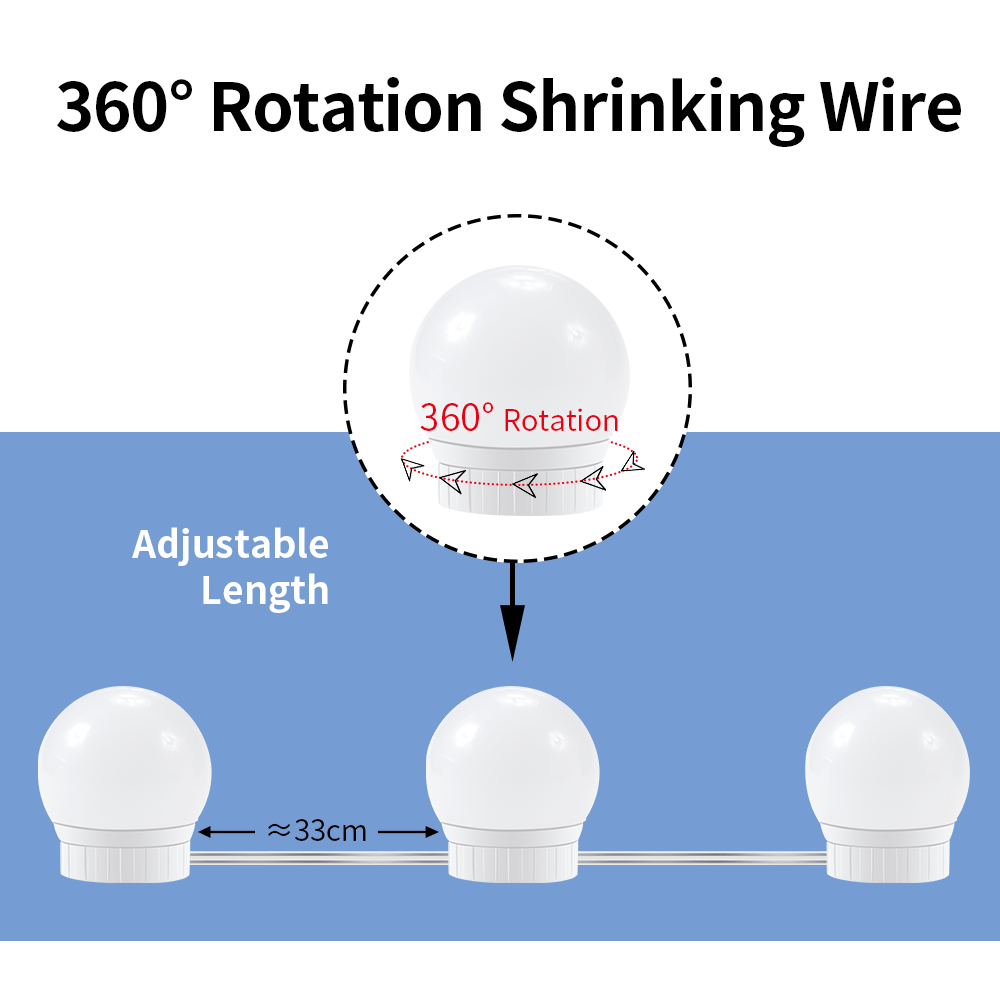Ampoule USB pour miroir de maquillage, lampes de vanité Hollywood, applique murale à intensité réglable, Kit d'ampoules 2 6 10 14 pour coiffeuse