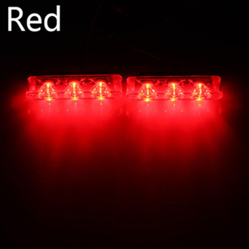 2 stk 3 led 12v politi blitzlys blinkende advarsel led bagbremse signal led lys auto ambulance blitz lys nødlys d: Rød