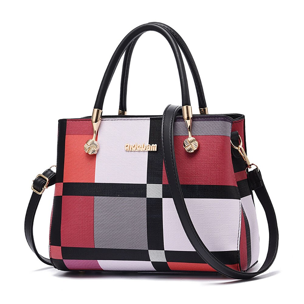 Large Capacity Summer Women Bags Handbag PU Leather Plaid Shoulder Bag Female Travel Outdoor Crossbody Bags For Women: 5