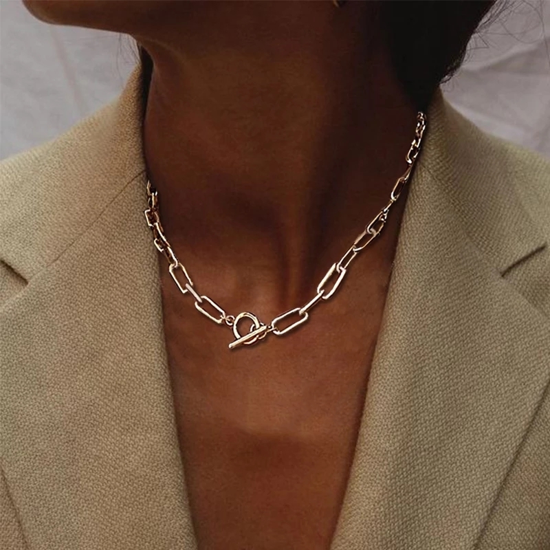 Fish Bone Chain Necklace Women 2022 Handmade Width 6mm Stainless Steel Chain Necklace For Women Jewelry: 4