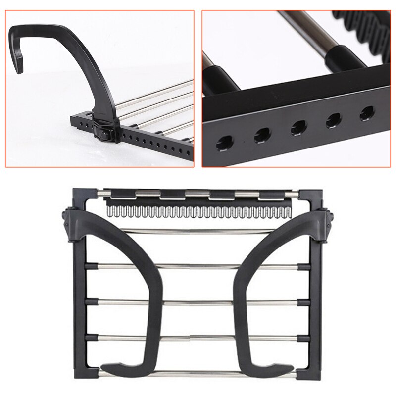 1pc Multifunction Stainless Steel Drying Shoe Rack Portable Window Laundry Balcony Towel Clothes Diaper Dryer Storage Rack