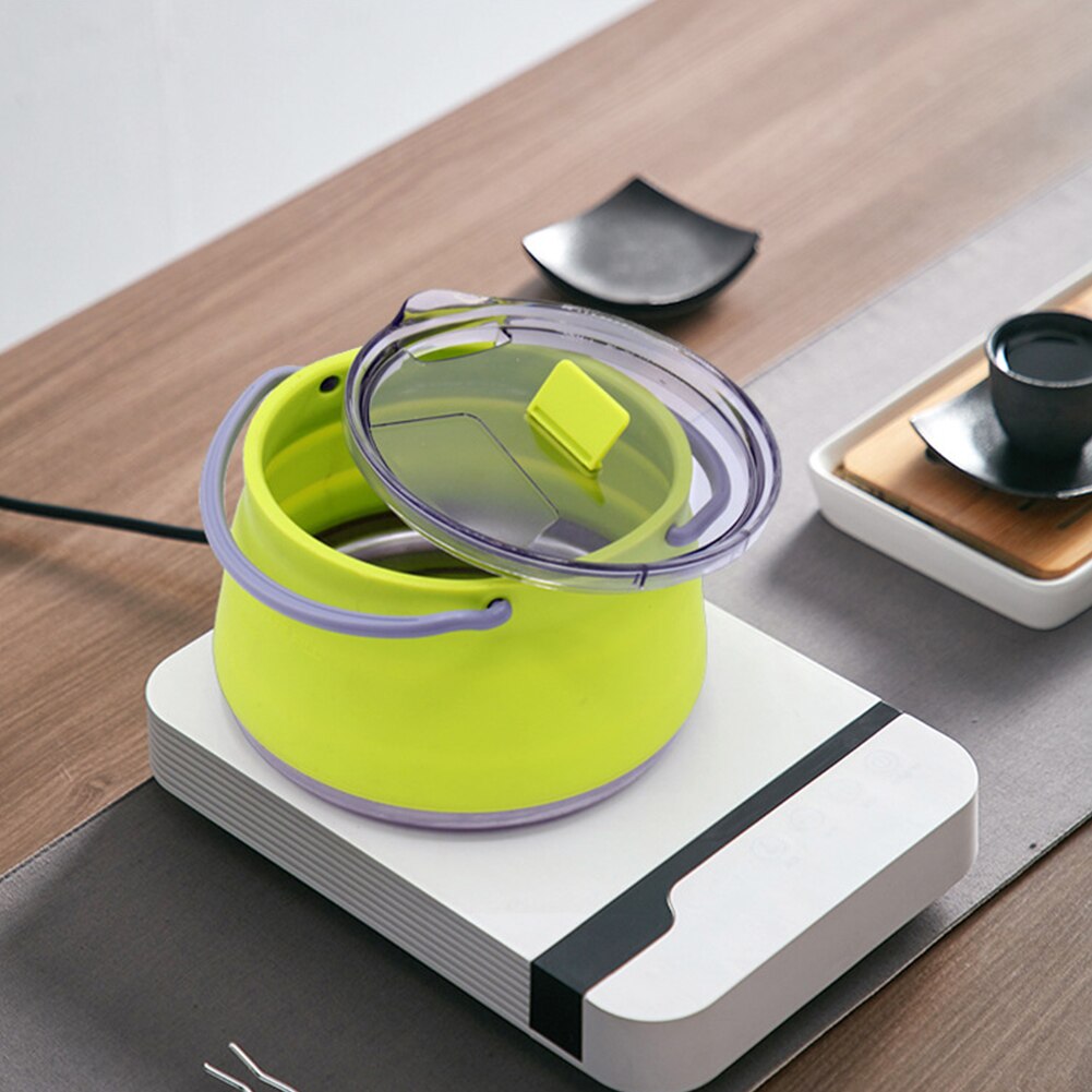 Portable Mini Boiling Water Pot Folding Silicone Kettle with Handle Water for Outdoor Camping Travel Self-Driving Tableware