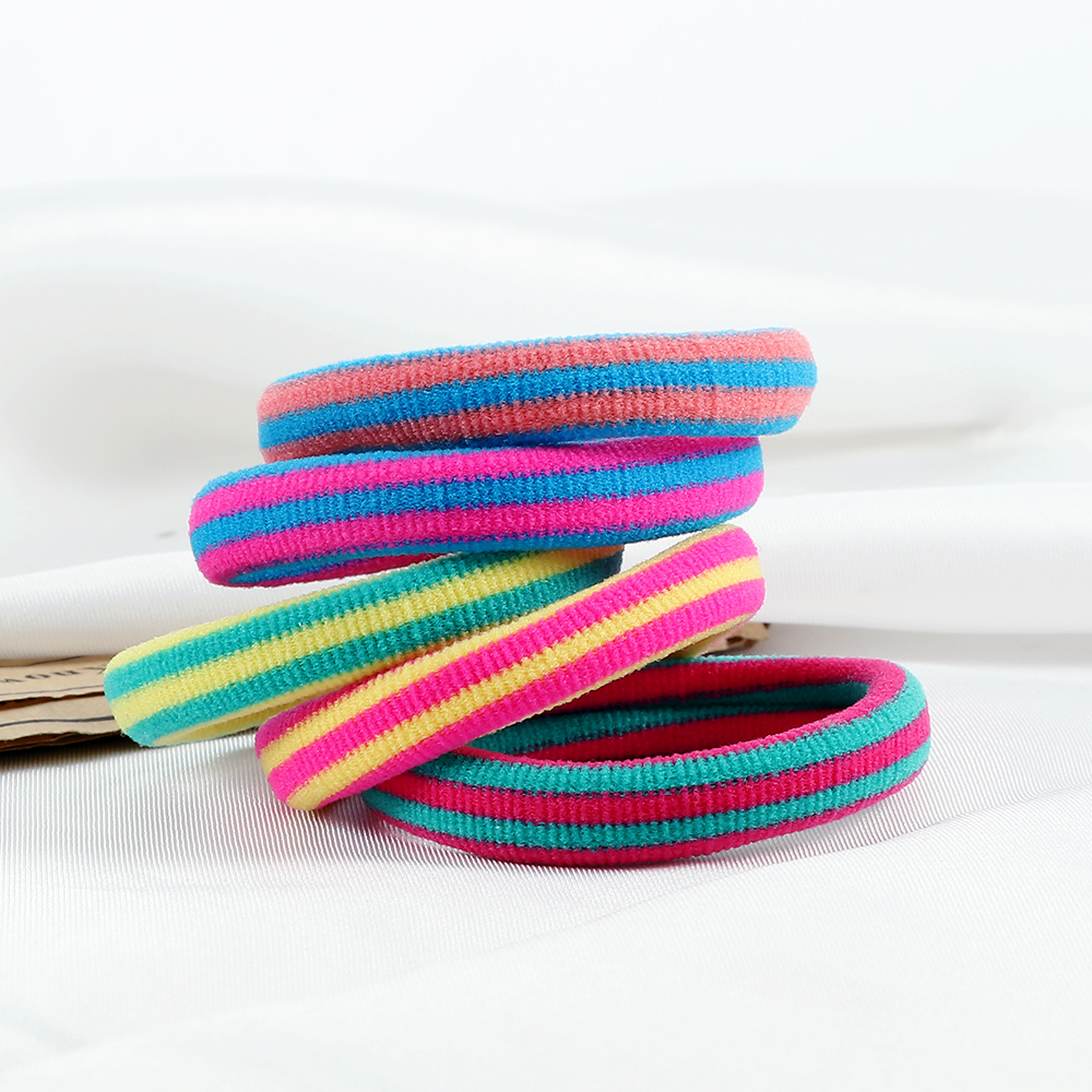 Cinta para el pelo a rayas de colores para mujer y niña, accesorios para el cabello de colores sólidos, lazos elásticos altos sin costuras, diadema básica Simple para , 10 piezas