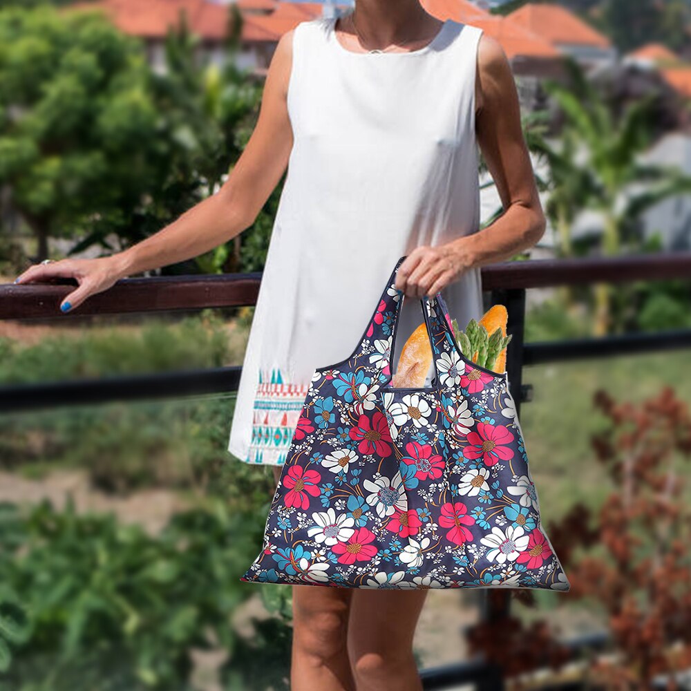 Reusable Eco-Friendly Grocery Foldable Shopping Bags Women Large Size Premium Slight Duty Folding Tote Bag With Handle