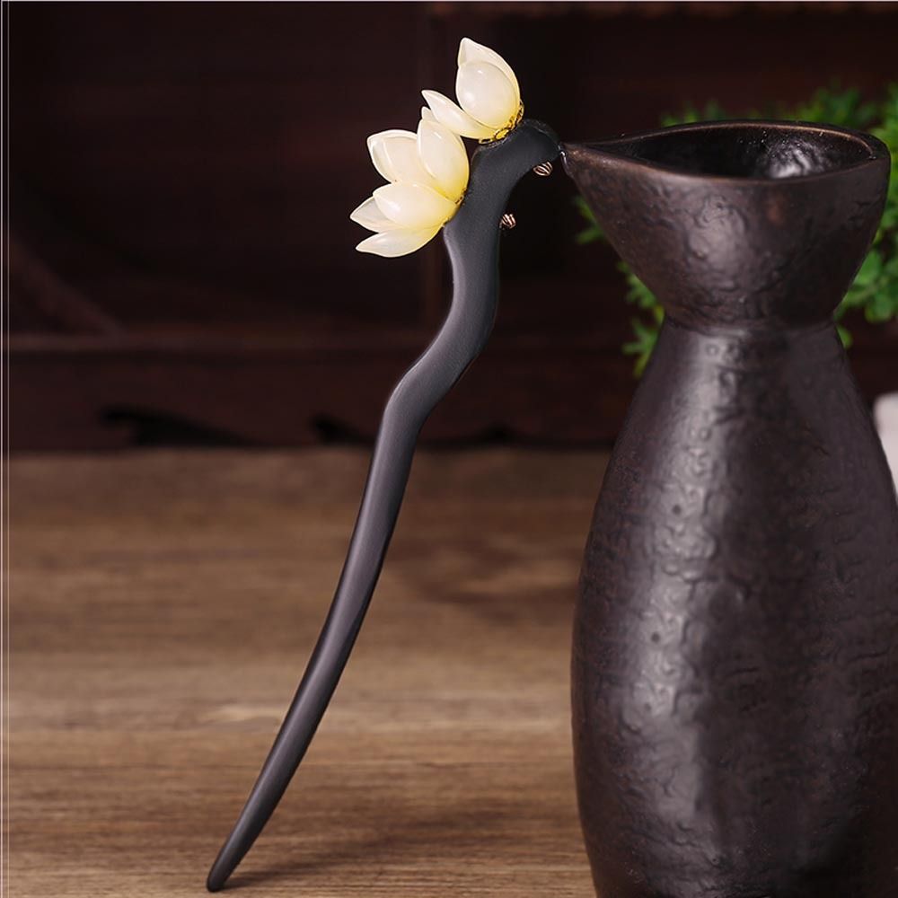 Horquillas trenzadas de acetato para mujer, tocado de flores, horquilla China para el cabello, pinzas para el cabello de madera, horquillas Hanfu coreanas